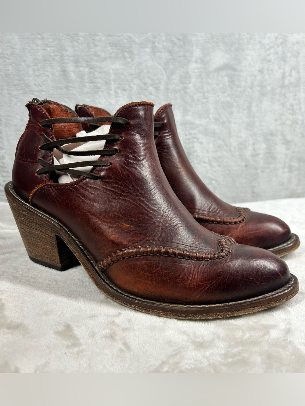 Corral Western Ankle Boots 9 A Womens Leather Round Toe Burgundy Zip F1195